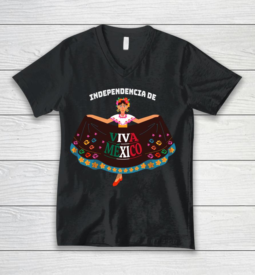 Viva Mexico Mexican Independence Mexican Flag 16Th September Unisex V-Neck T-Shirt