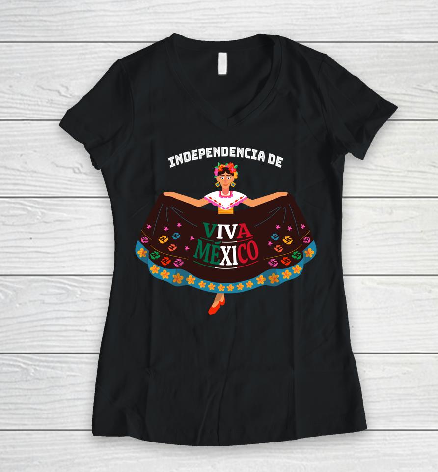 Viva Mexico Mexican Independence Mexican Flag 16Th September Women V-Neck T-Shirt