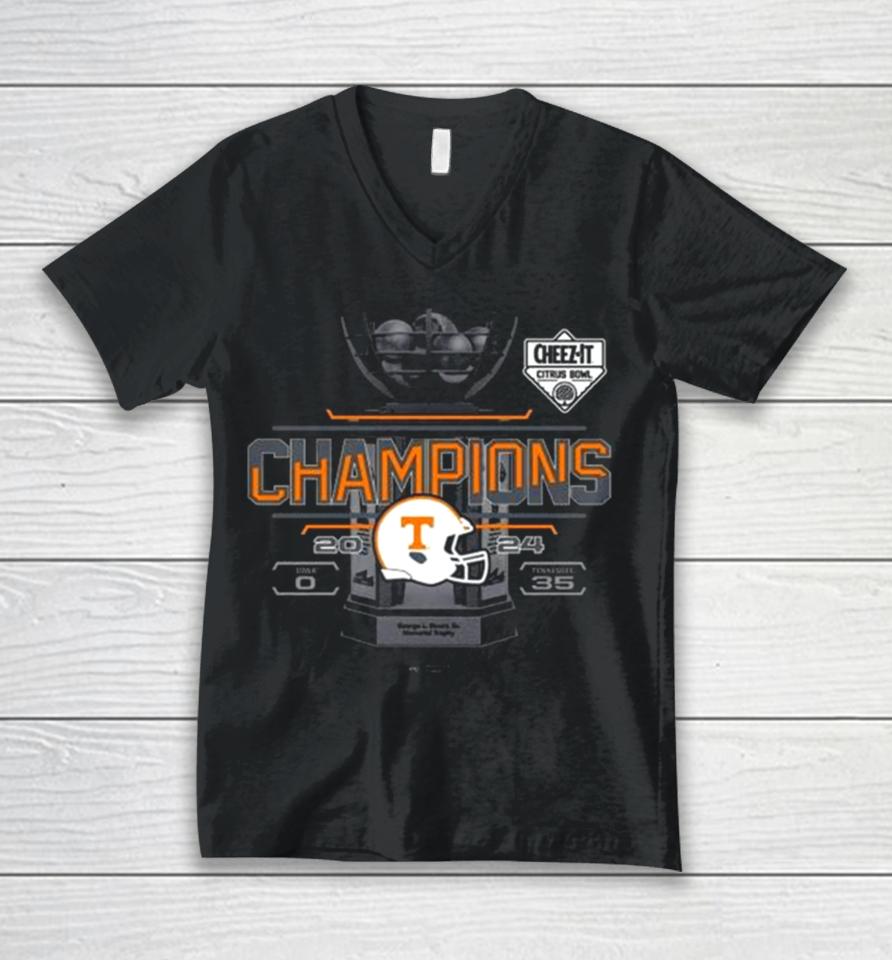 Volunteers Football 2024 Cheez It Citrus Bowl Champions Iowa 0 Tennessee 35 Unisex V-Neck T-Shirt