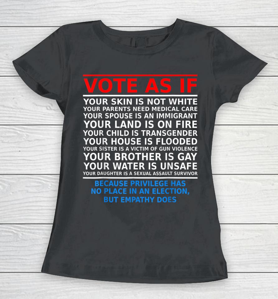 Vote As If Your Skin Is Not White Women T-Shirt