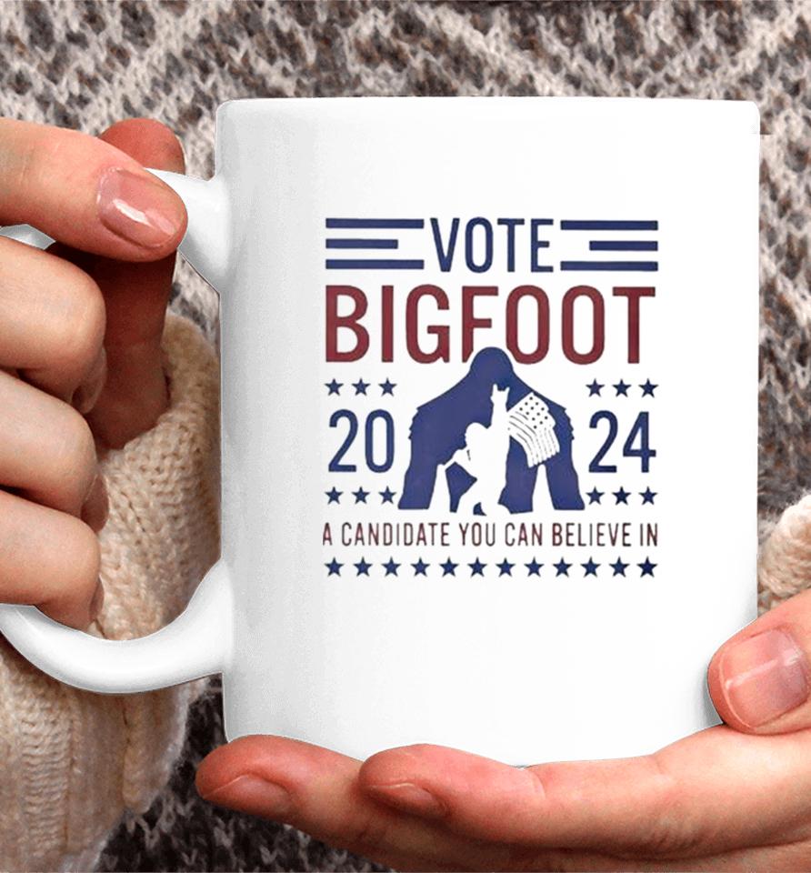 Vote Bigfoot 2024 A Candidate You Can Believe In Usa Flag Coffee Mug