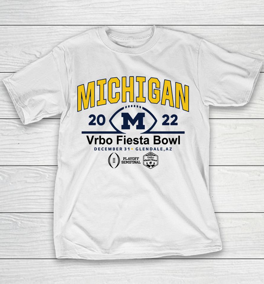 Vrbo Fiesta Bowl 2022 Cfp Semifinal Michigan Team Logo Youth T-Shirt