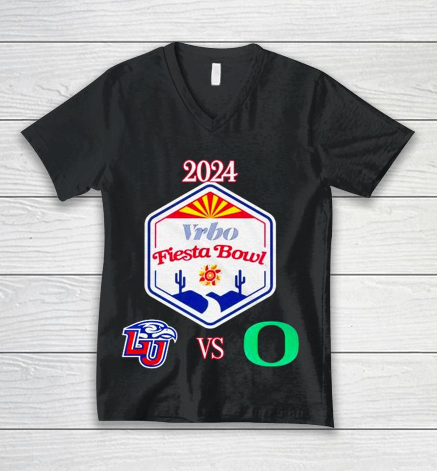 Vrbo Fiesta Bowl 2024 Liberty Vs Oregon State Farm Stadium Glendale Az Cfb Bowl Game Unisex V-Neck T-Shirt