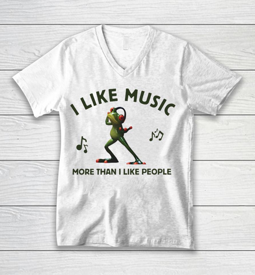 Wackyprint I Like Music More Than I Like People Unisex V-Neck T-Shirt