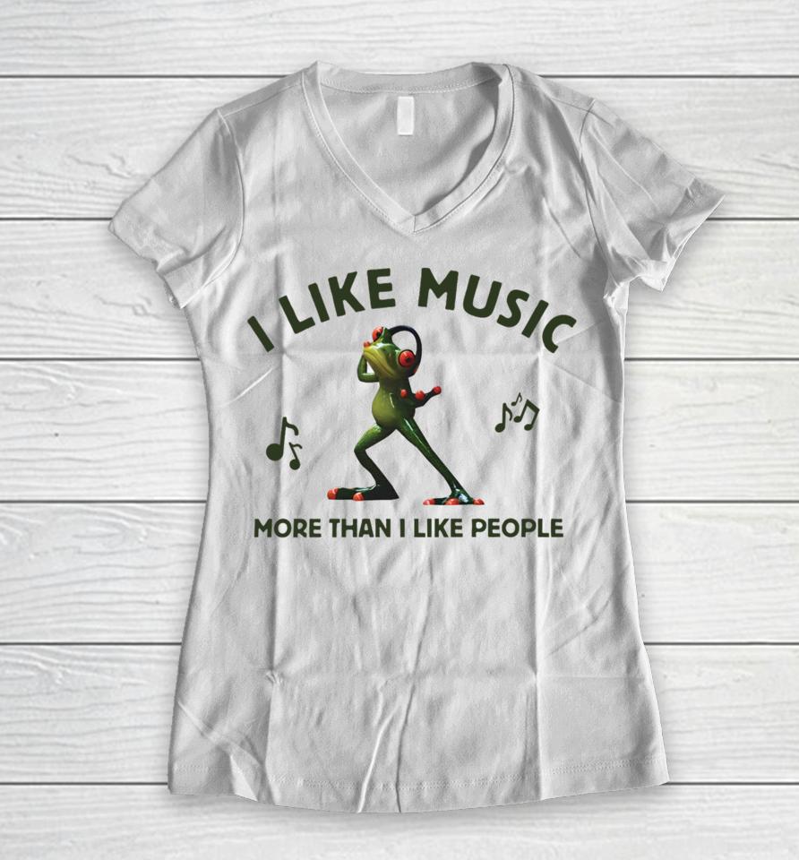 Wackyprint I Like Music More Than I Like People Women V-Neck T-Shirt