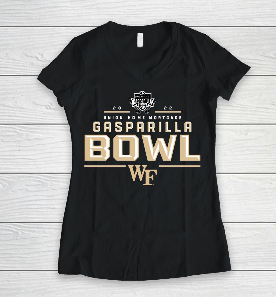 Wake Forest Demon Deacons 2022 Gasparilla Bowl Women V-Neck T-Shirt