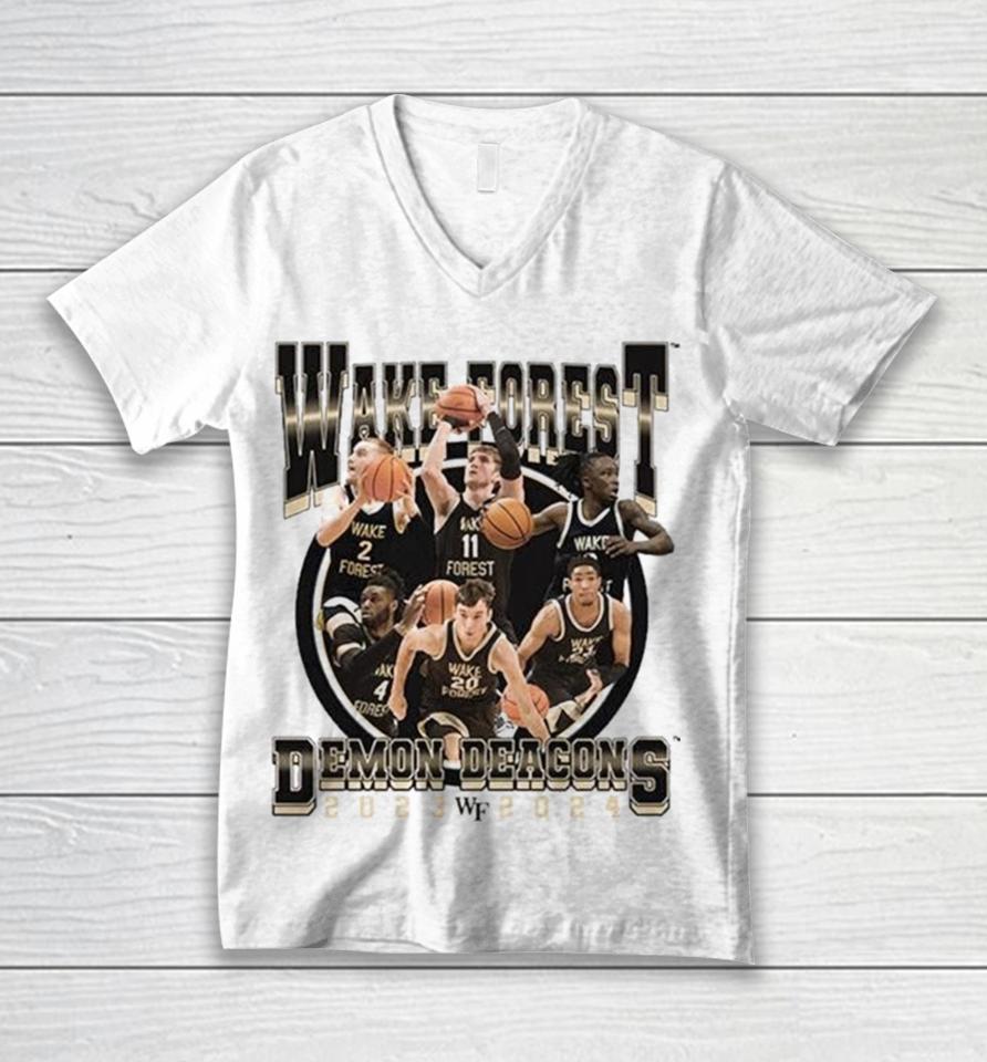 Wake Forest Demon Deacons 2024 Ncaa Men’s Basketball 2023 – 2024 Post Season Unisex V-Neck T-Shirt