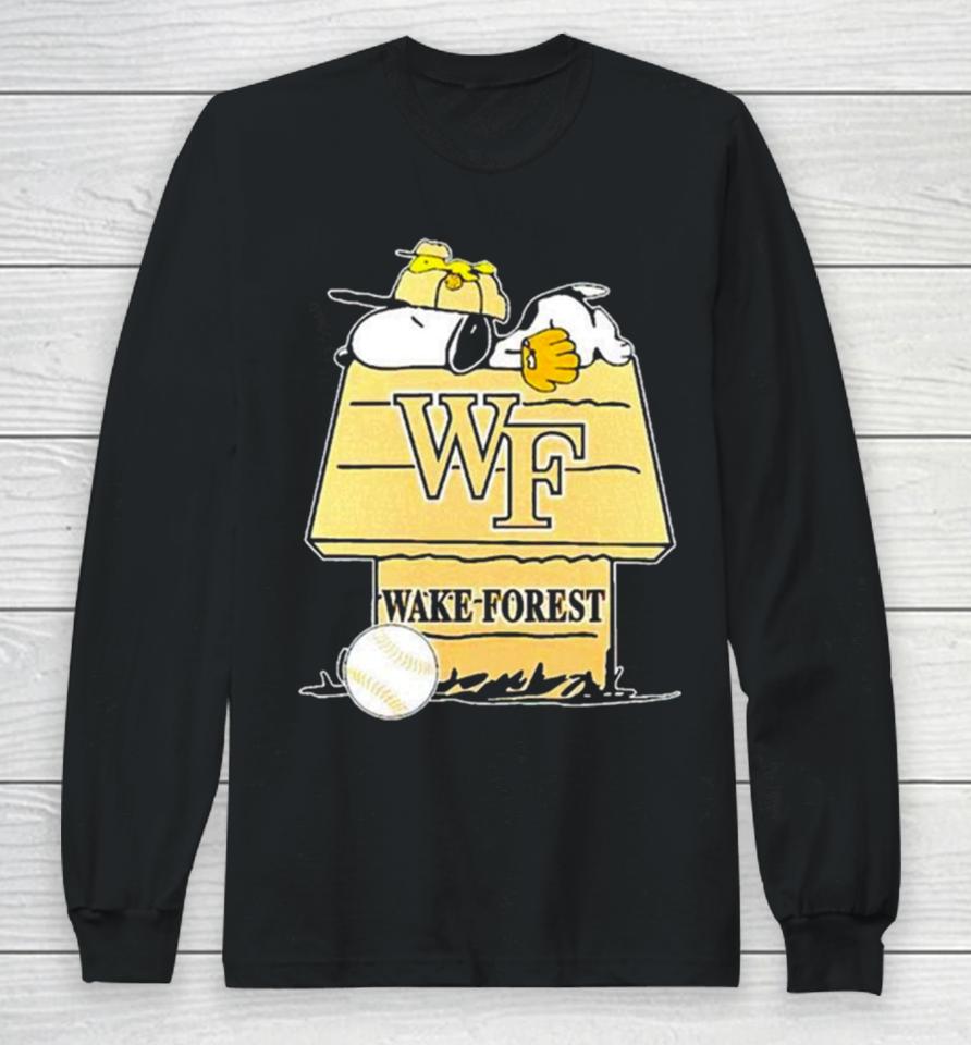 Wake Forest Demon Deacons Snoopy And Woodstock The Peanuts Baseball Long Sleeve T-Shirt