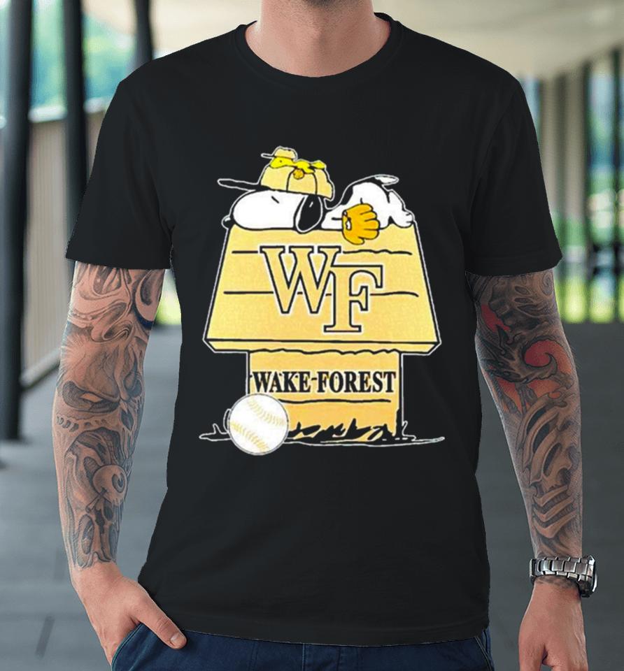 Wake Forest Demon Deacons Snoopy And Woodstock The Peanuts Baseball Premium T-Shirt