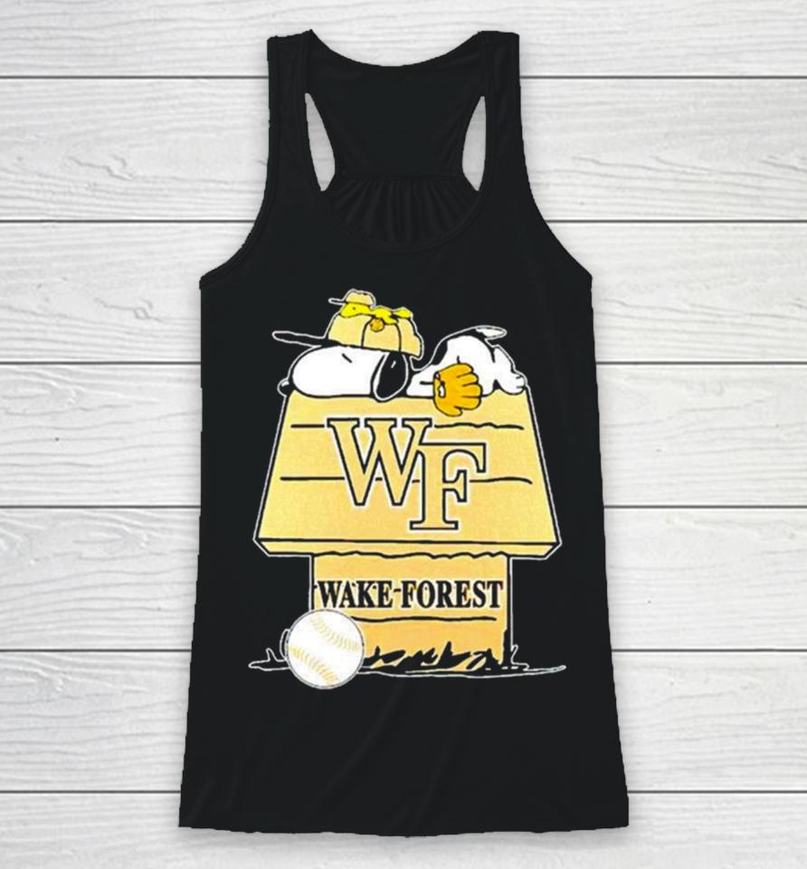 Wake Forest Demon Deacons Snoopy And Woodstock The Peanuts Baseball Racerback Tank