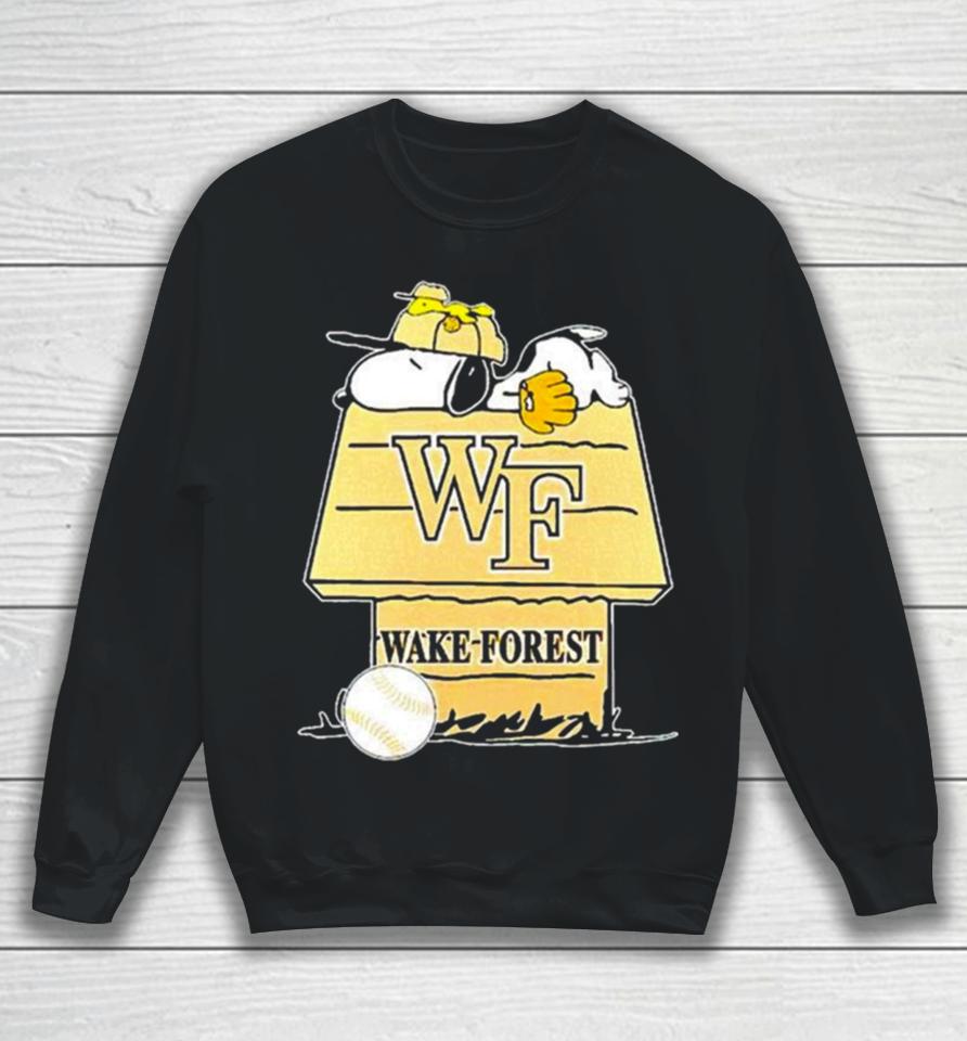 Wake Forest Demon Deacons Snoopy And Woodstock The Peanuts Baseball Sweatshirt