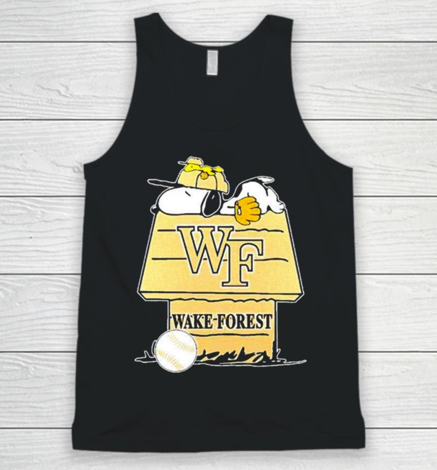 Wake Forest Demon Deacons Snoopy And Woodstock The Peanuts Baseball Unisex Tank Top