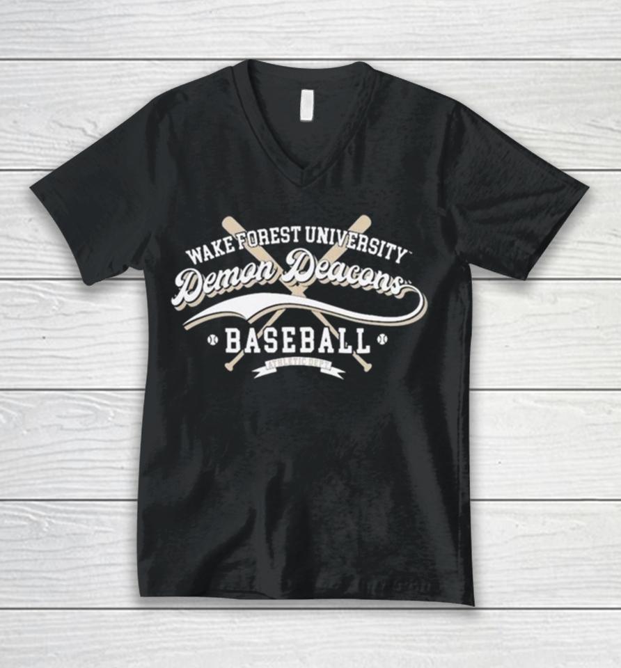 Wake Forest University Demon Deacons Baseball Logo Unisex V-Neck T-Shirt