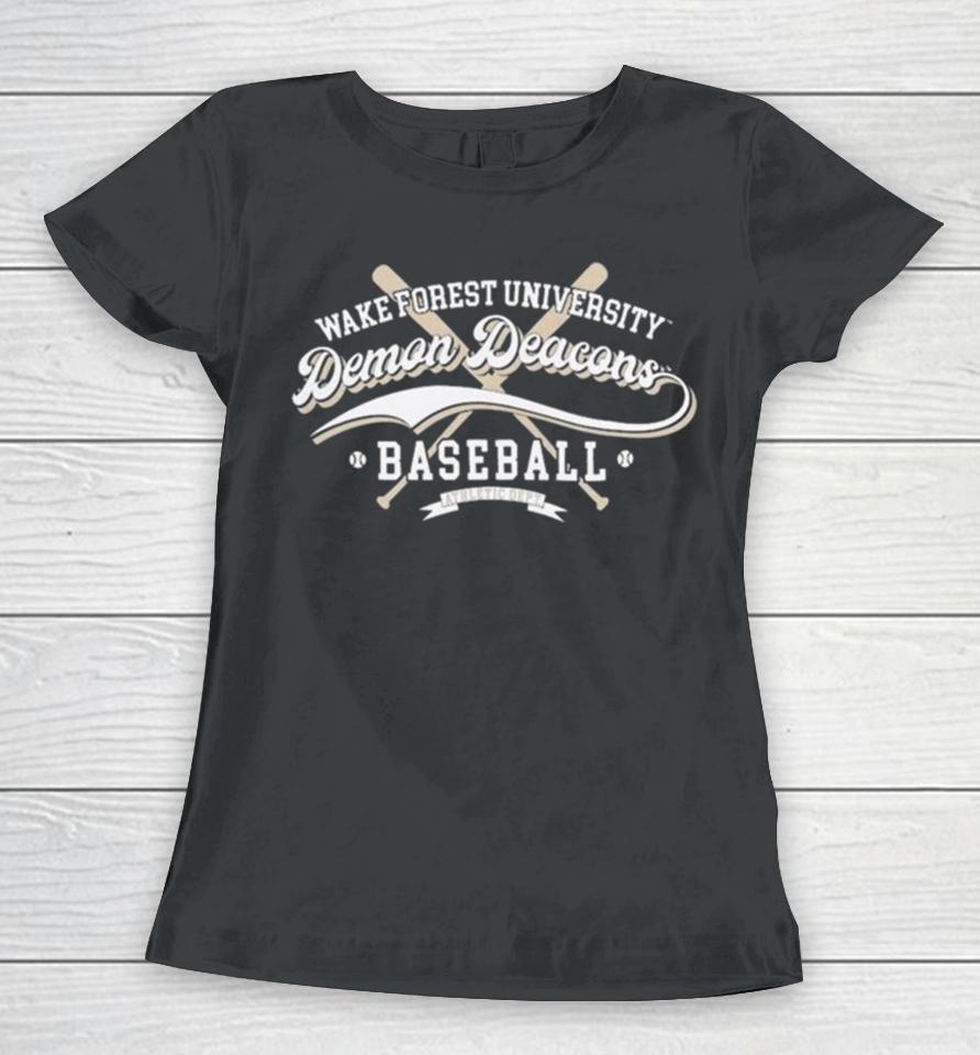 Wake Forest University Demon Deacons Baseball Logo Women T-Shirt