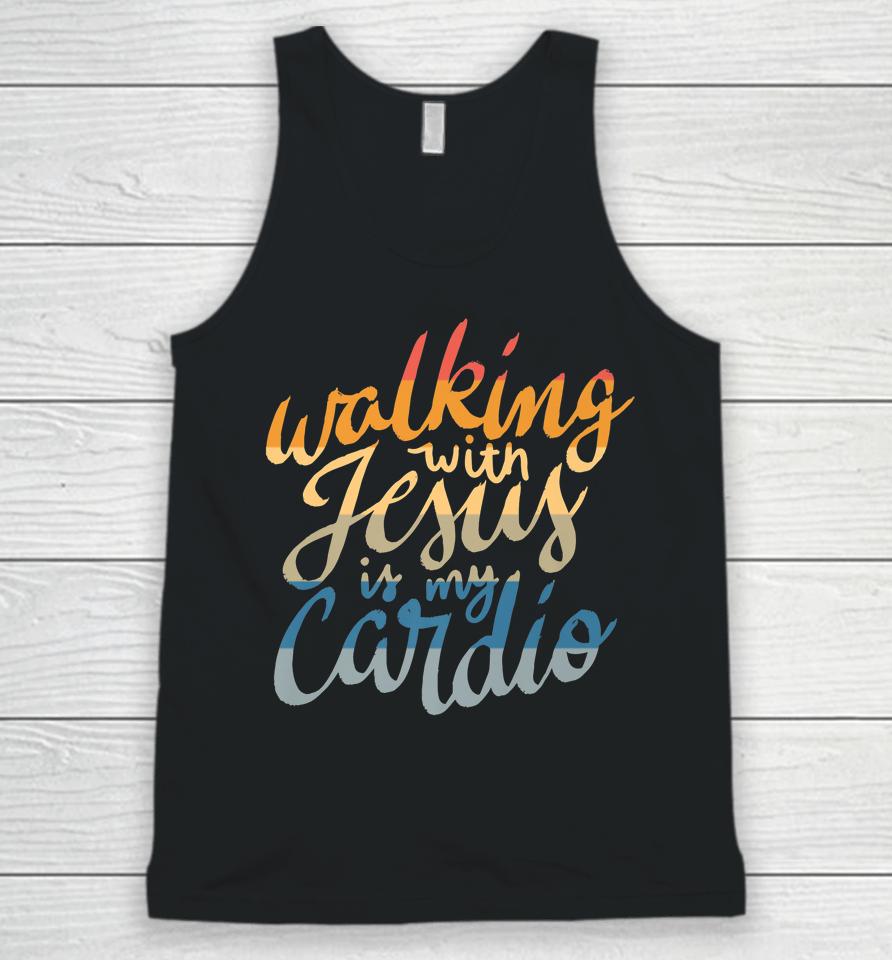 Walking With Jesus Is My Cardio - Funny Christian Workout Unisex Tank Top