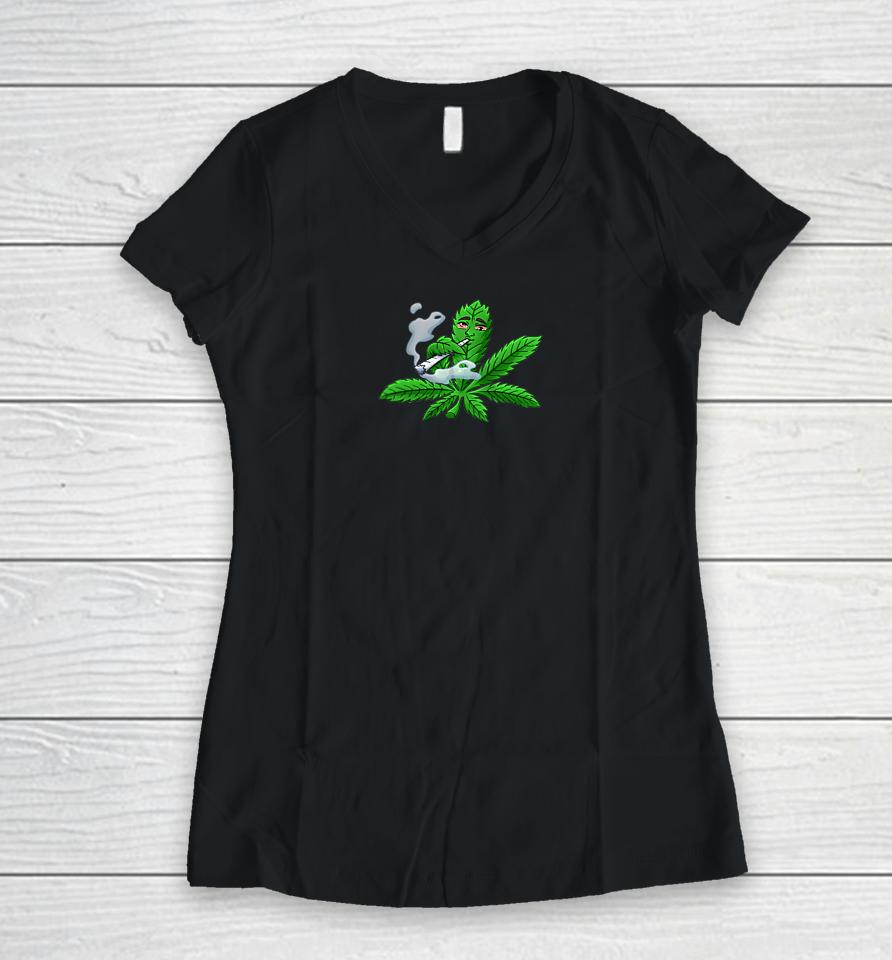 Wanna Get High Weed Women V-Neck T-Shirt