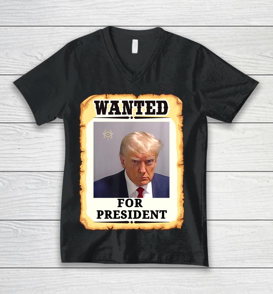 Wanted Donald Trump For President 2024 Unisex V-Neck T-Shirt