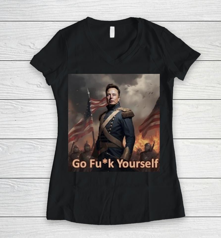 Warrior Elon Musk Go Fuck Yourself Women V-Neck T-Shirt