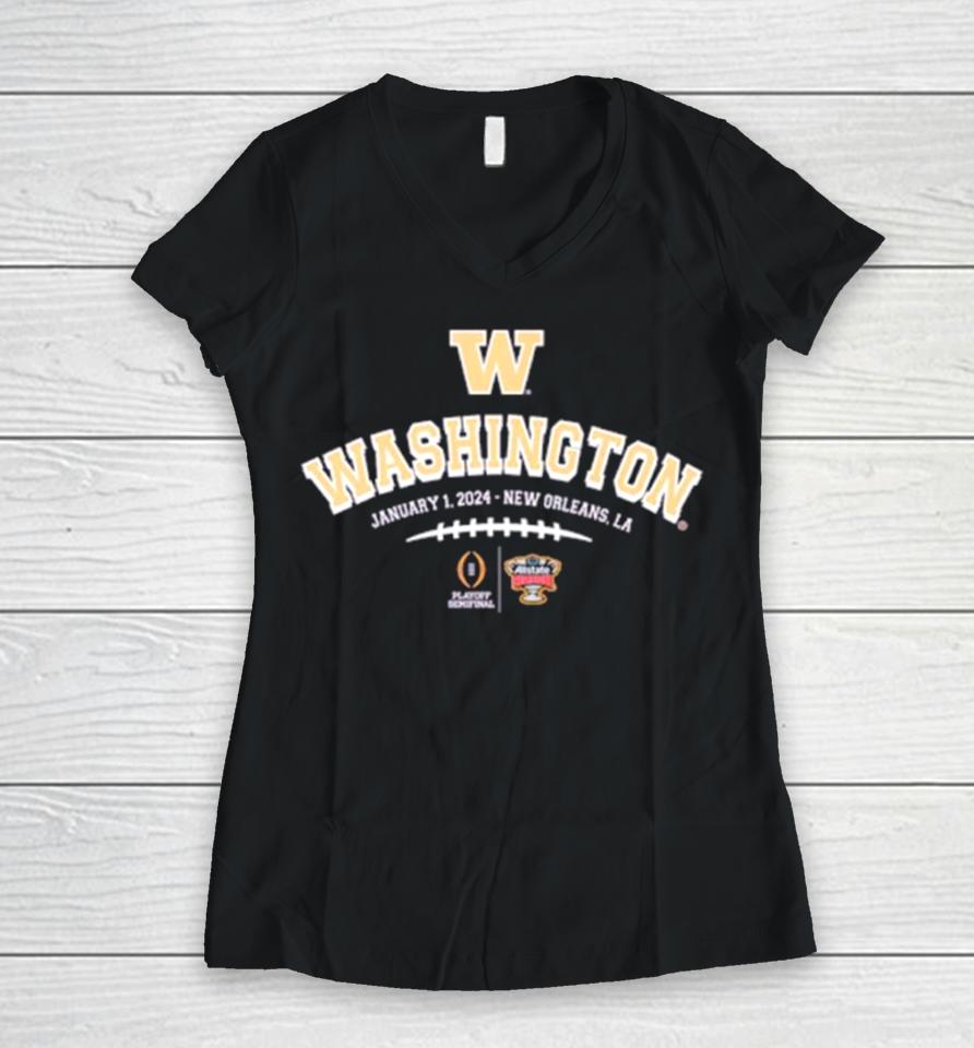 Washington 2024 Playoff Semifinal At The Allstate Sugar Bowl Women V-Neck T-Shirt