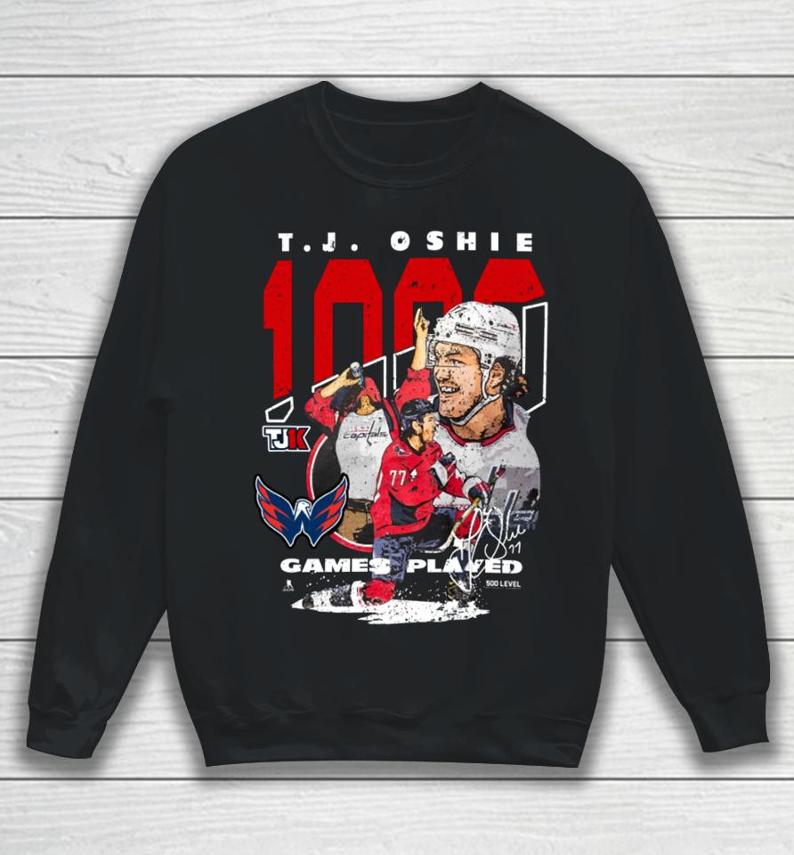 Washington Capitals Tj Oshie 1000 Games Played Sweatshirt