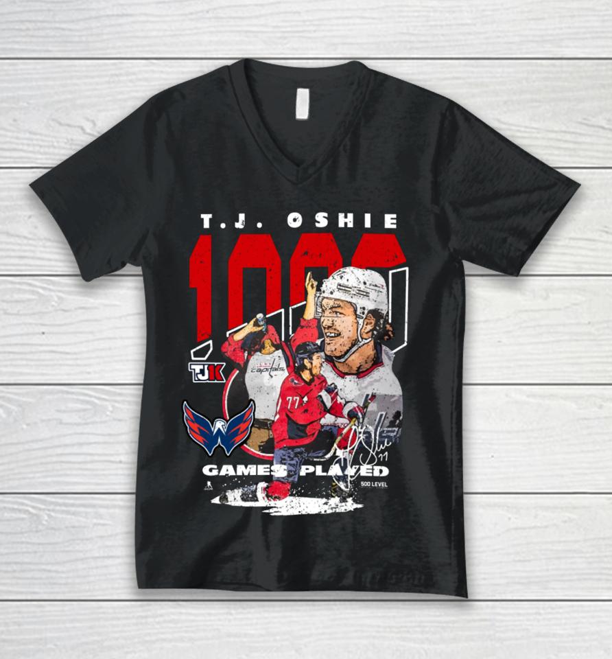 Washington Capitals Tj Oshie 1000 Games Played Unisex V-Neck T-Shirt