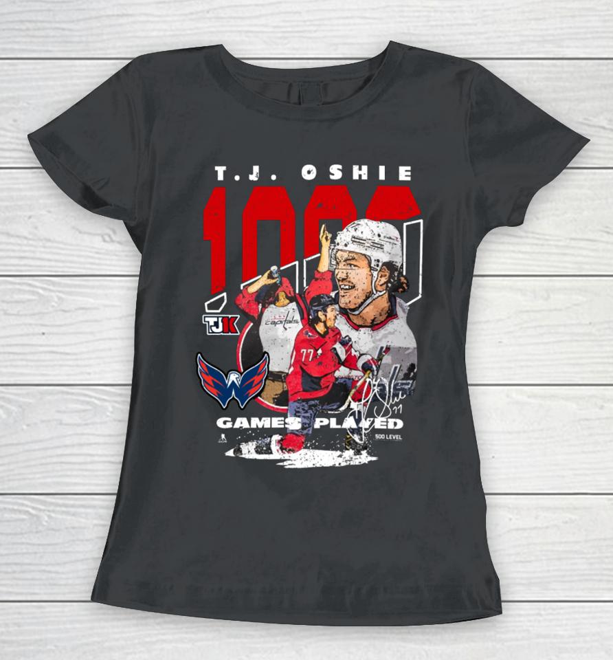 Washington Capitals Tj Oshie 1000 Games Played Women T-Shirt