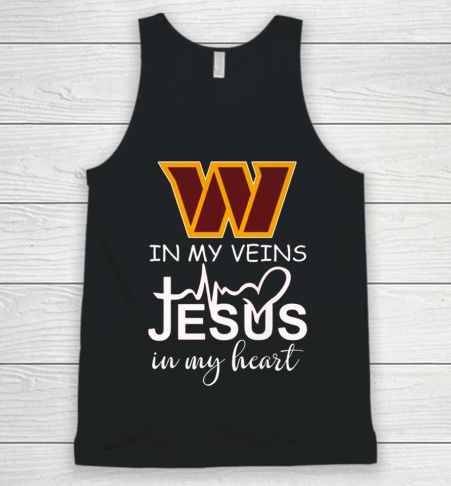 Washington Commanders Logo 2023 In My Veins Jesus In My Heart Unisex Tank Top