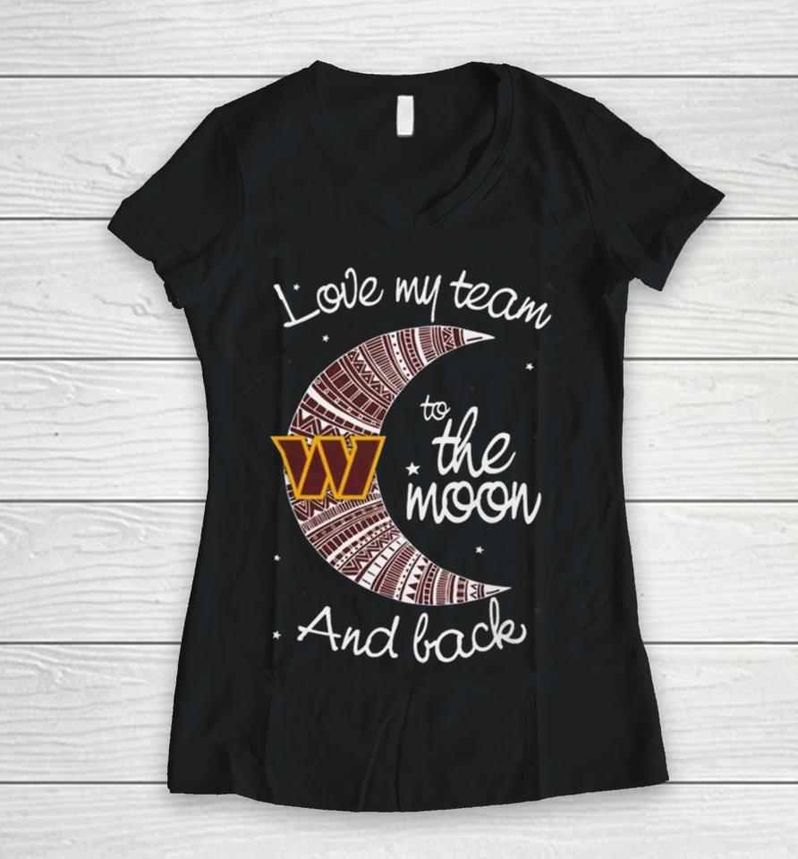 Washington Football Team X Nfl I Love My Team To The Moon And Back 2024 Women V-Neck T-Shirt