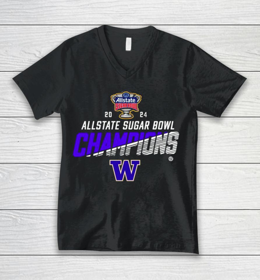 Washington Huskies 2024 Allstate Sugar Bowl Champions Unisex V-Neck T-Shirt