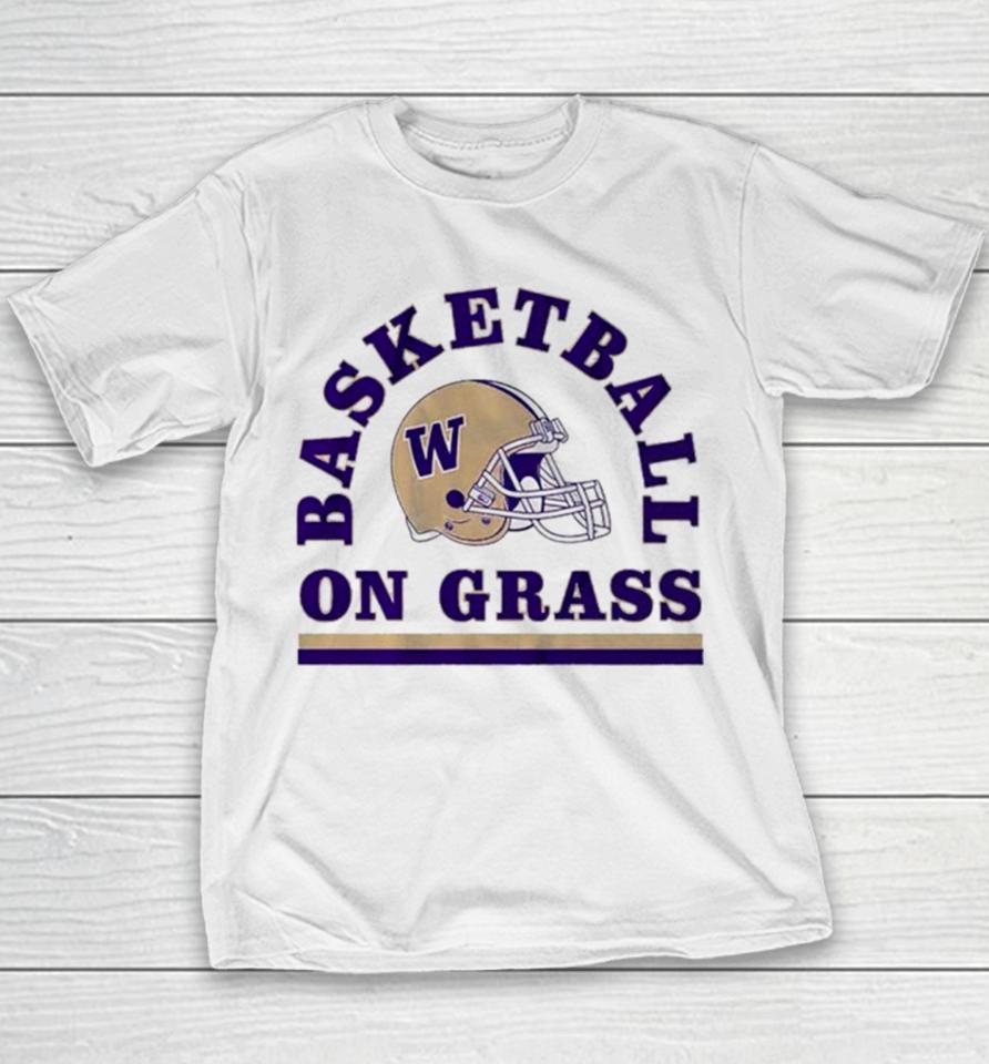 Washington Huskies Football Basketball On Grass 2024 Youth T-Shirt