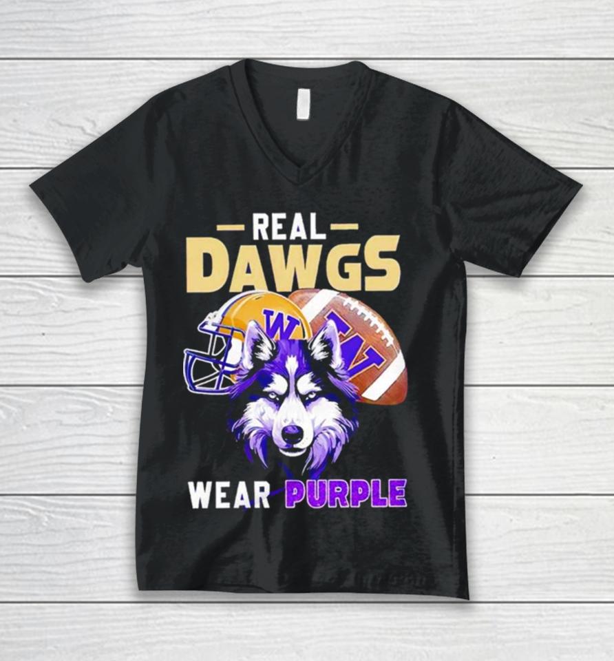 Washington Huskies Real Dawgs Wear Purple Football Unisex V-Neck T-Shirt