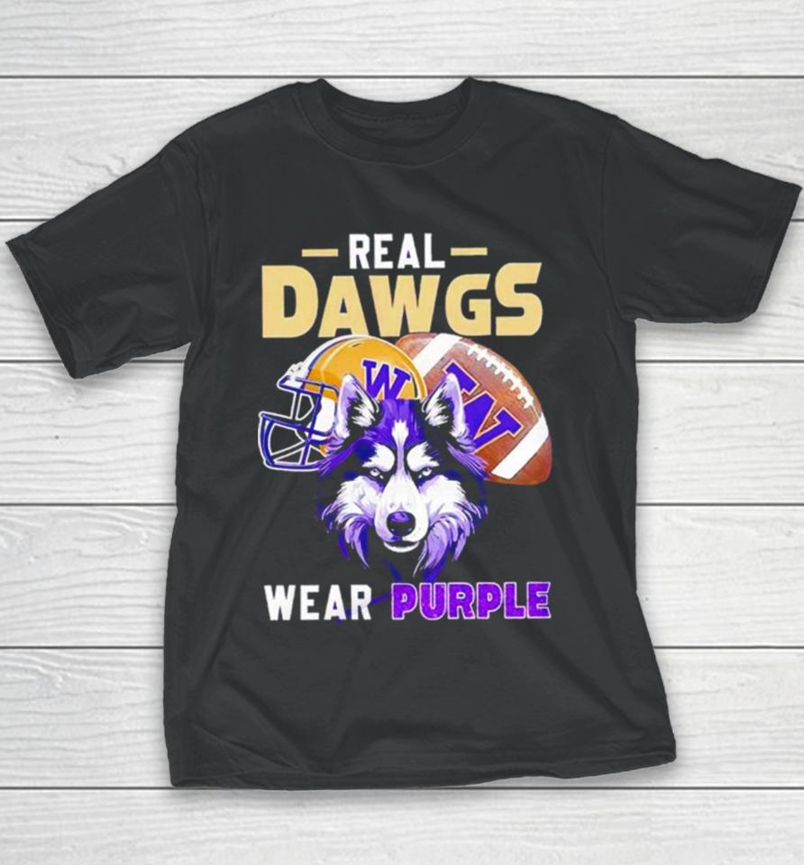Washington Huskies Real Dawgs Wear Purple Football Youth T-Shirt