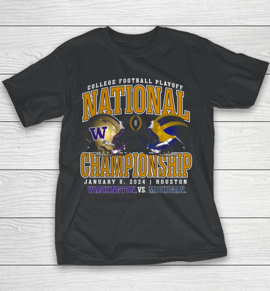 Washington Huskies Vs Michigan Wolverines Cfp 2024 National Championship Game Head To Head Stadium Youth T-Shirt