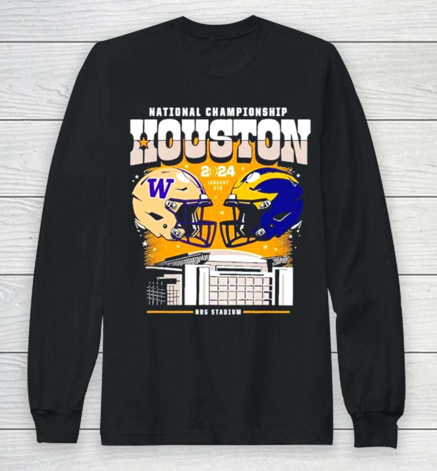 Washington Huskies Vs Michigan Wolverines National Championship Houston 2024 Skyline Long Sleeve T-Shirt