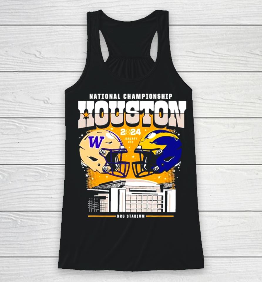 Washington Huskies Vs Michigan Wolverines National Championship Houston 2024 Skyline Racerback Tank