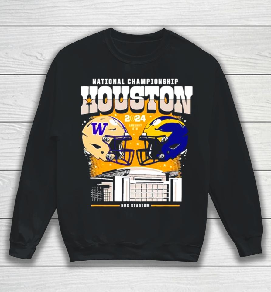 Washington Huskies Vs Michigan Wolverines National Championship Houston 2024 Skyline Sweatshirt