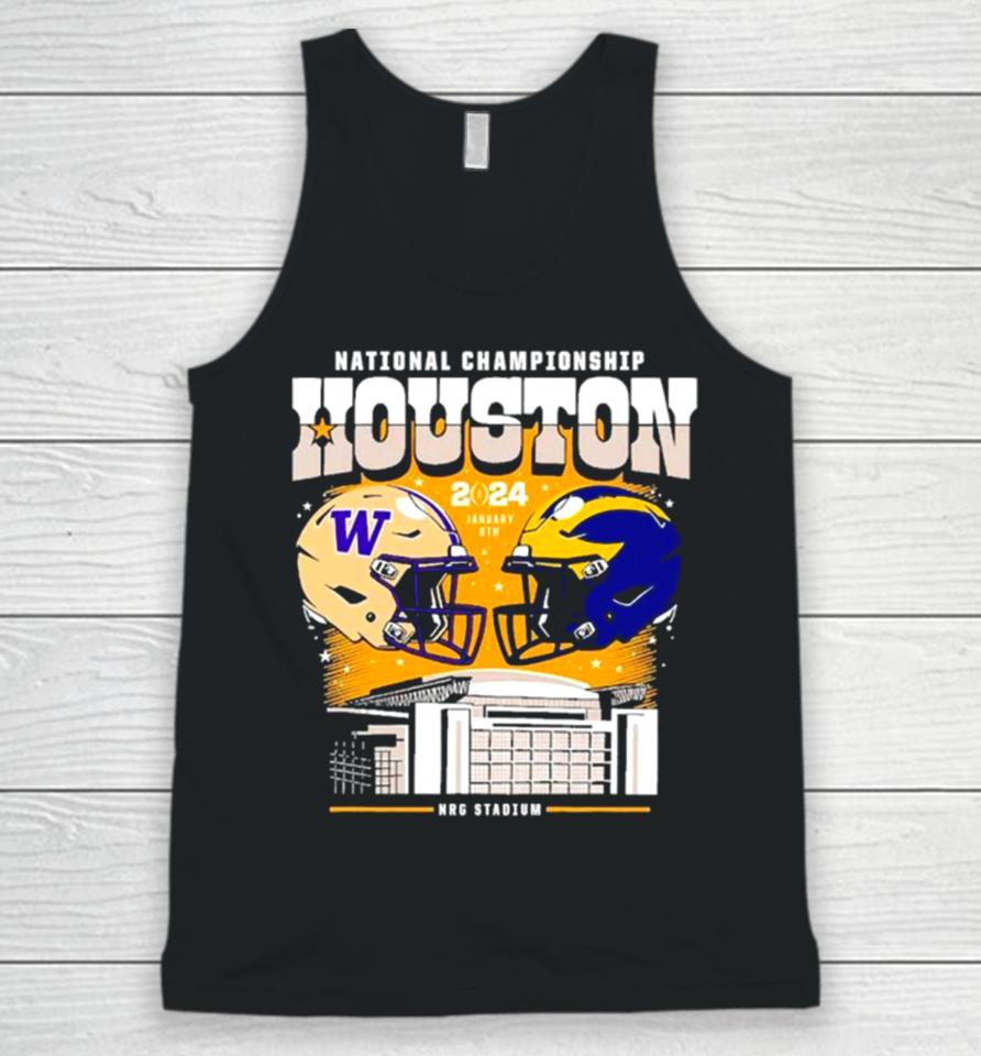 Washington Huskies Vs Michigan Wolverines National Championship Houston 2024 Skyline Unisex Tank Top