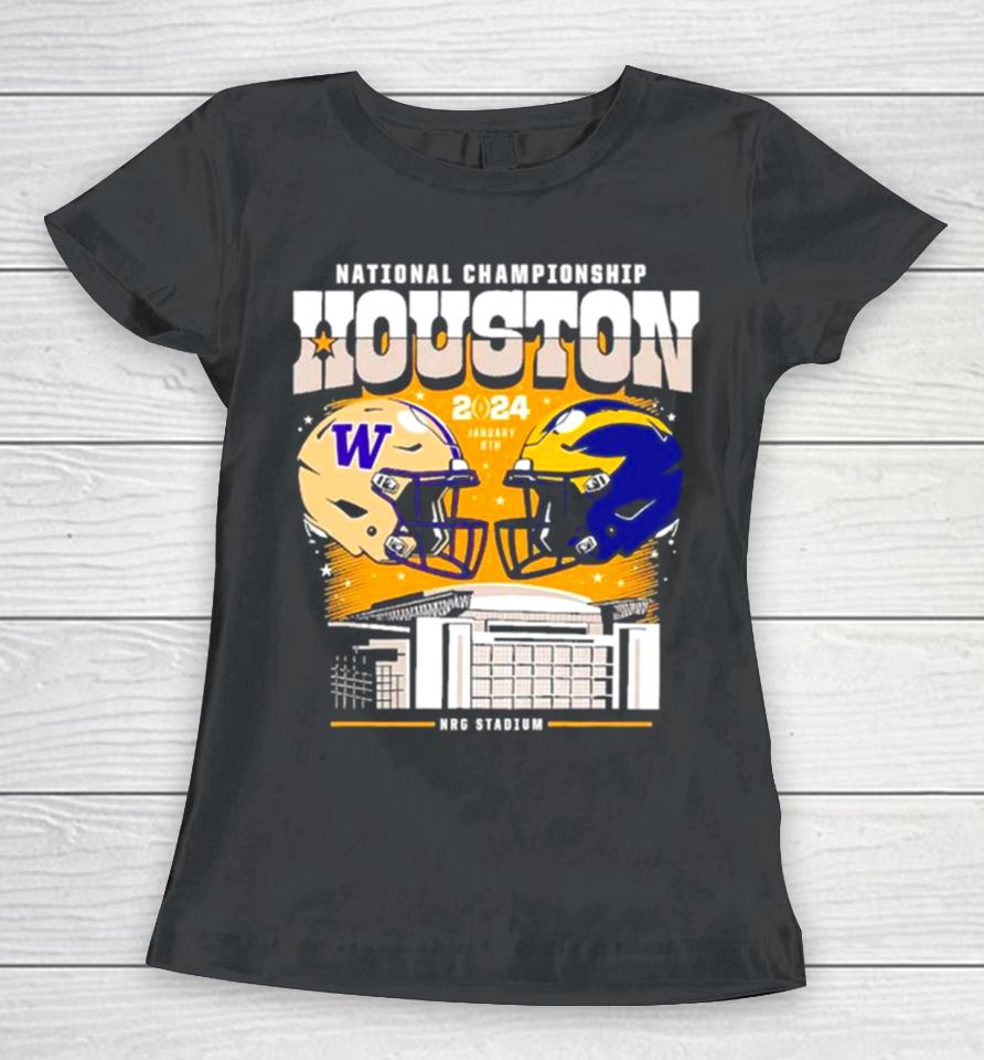 Washington Huskies Vs Michigan Wolverines National Championship Houston 2024 Skyline Women T-Shirt