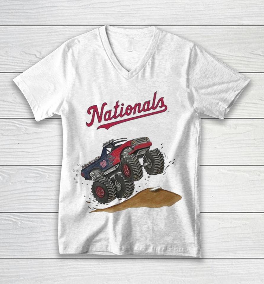Washington Nationals Monster Truck Mlb Unisex V-Neck T-Shirt