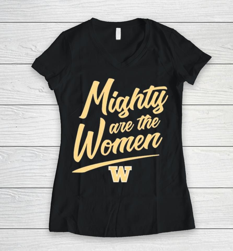 Washington Softball Mighty Are The Women Women V-Neck T-Shirt
