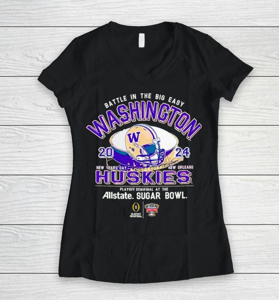 Washington The Victory 2024 Sugar Bowl Game Day College Football Women V-Neck T-Shirt