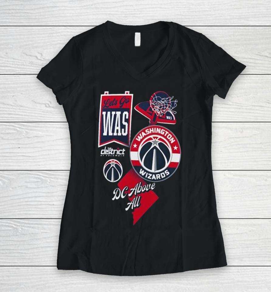 Washington Wizards Split Zone Dc Above All Women V-Neck T-Shirt