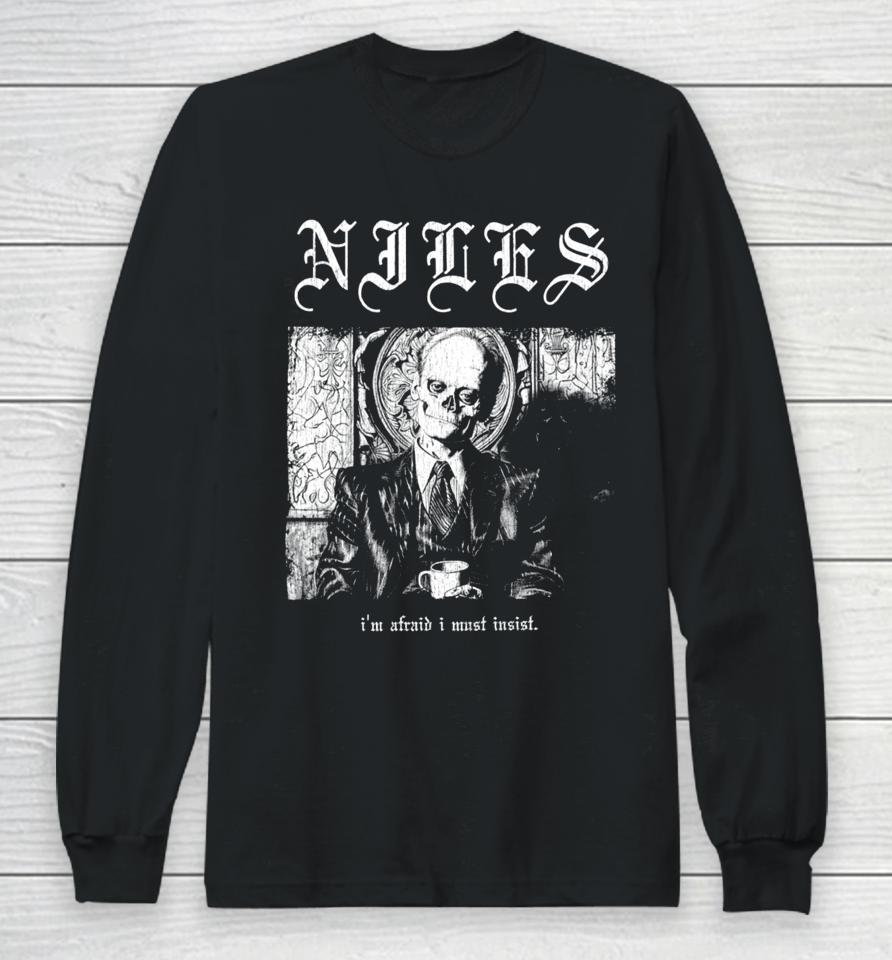 Waveygoodsco Store Niles Crane Death Metal Hardcore Long Sleeve T-Shirt