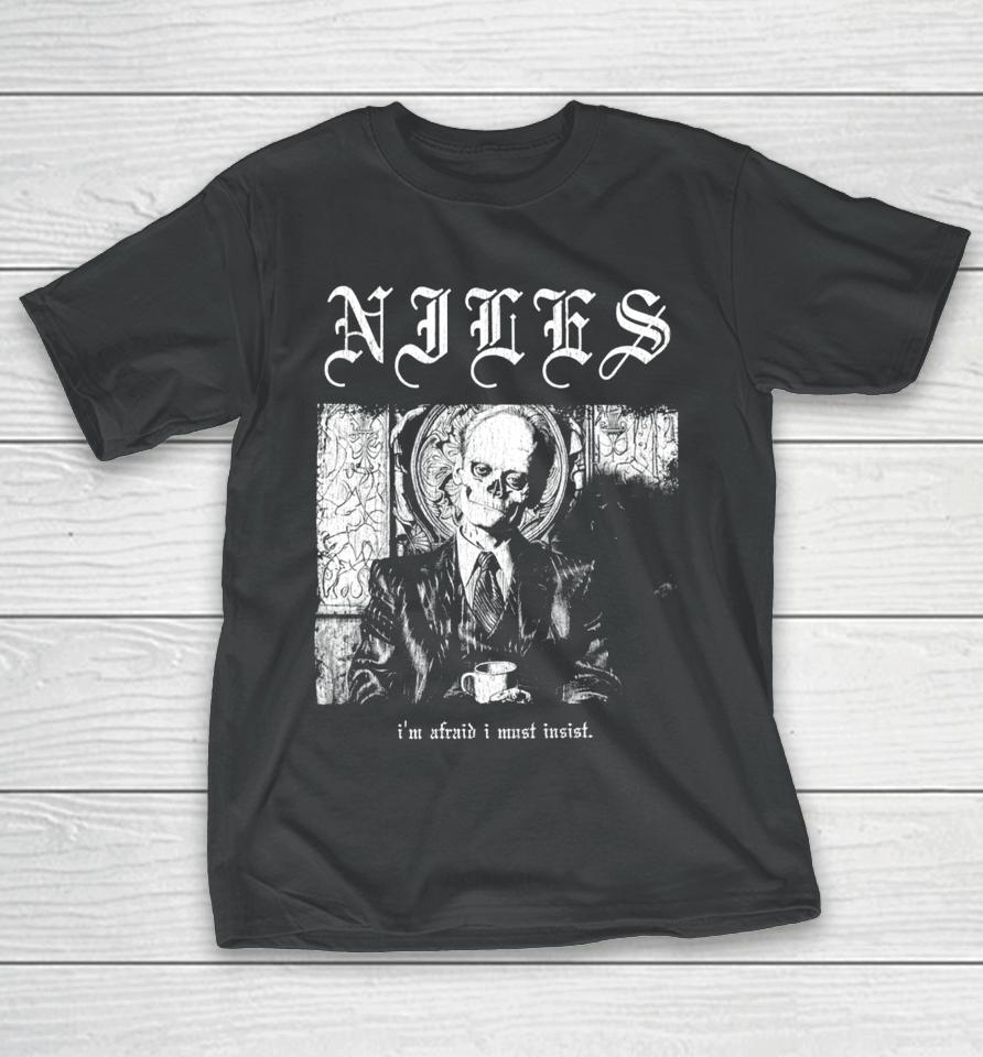 Waveygoodsco Store Niles Crane Death Metal Hardcore T-Shirt
