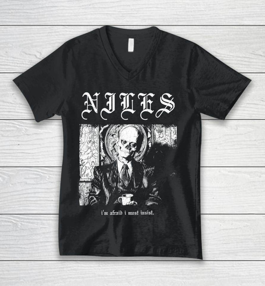 Waveygoodsco Store Niles Crane Death Metal Hardcore Unisex V-Neck T-Shirt