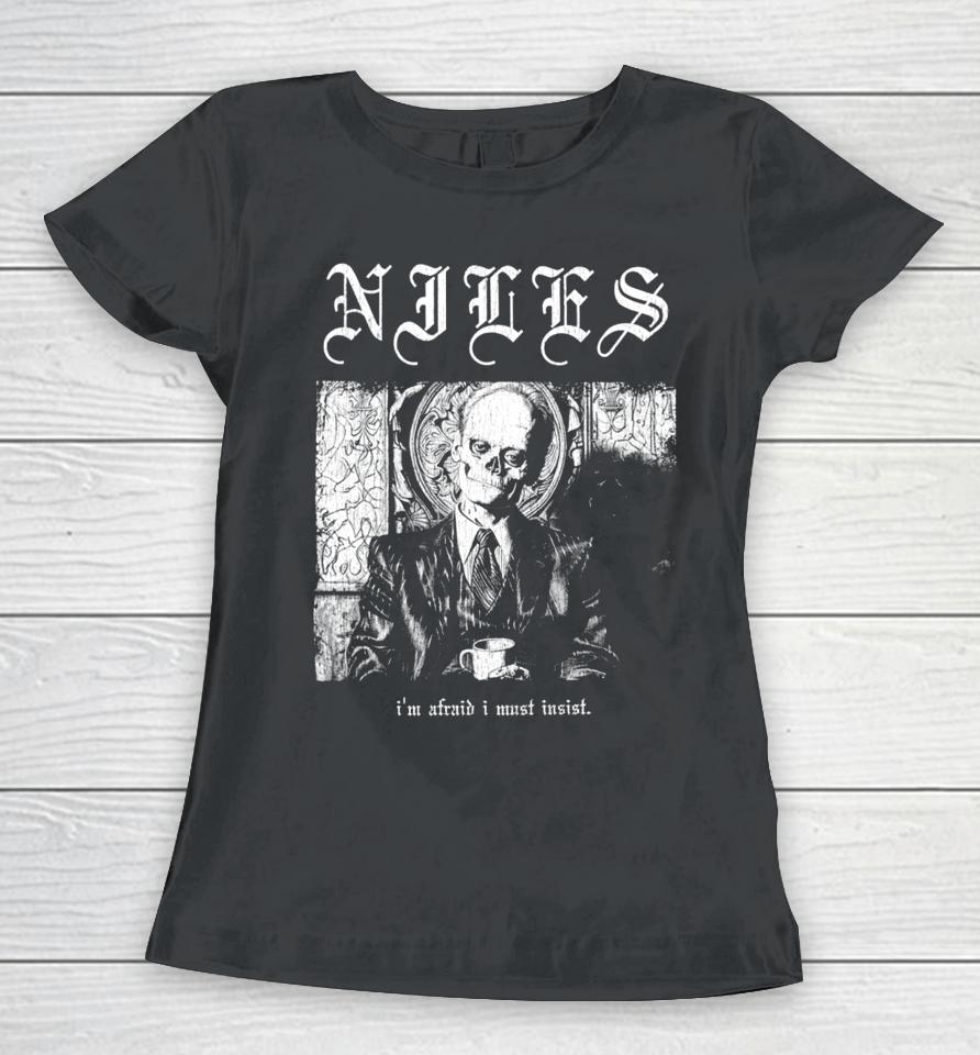 Waveygoodsco Store Niles Crane Death Metal Hardcore Women T-Shirt