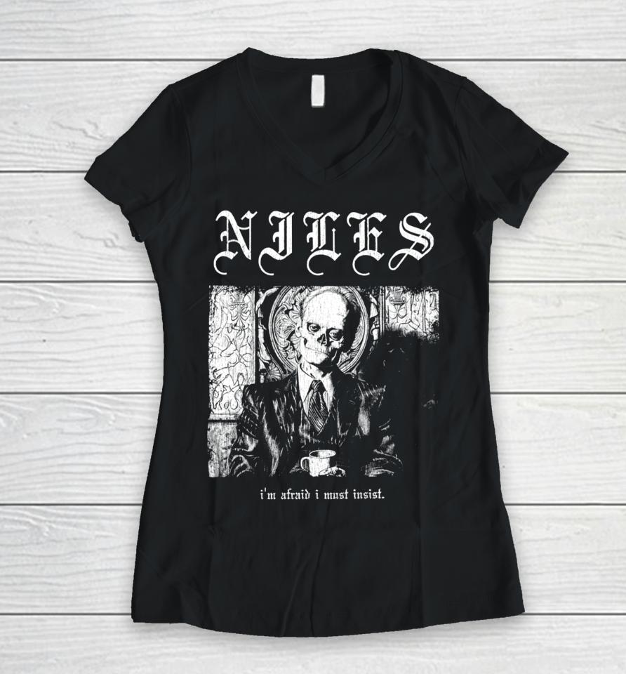 Waveygoodsco Store Niles Crane Death Metal Hardcore Women V-Neck T-Shirt
