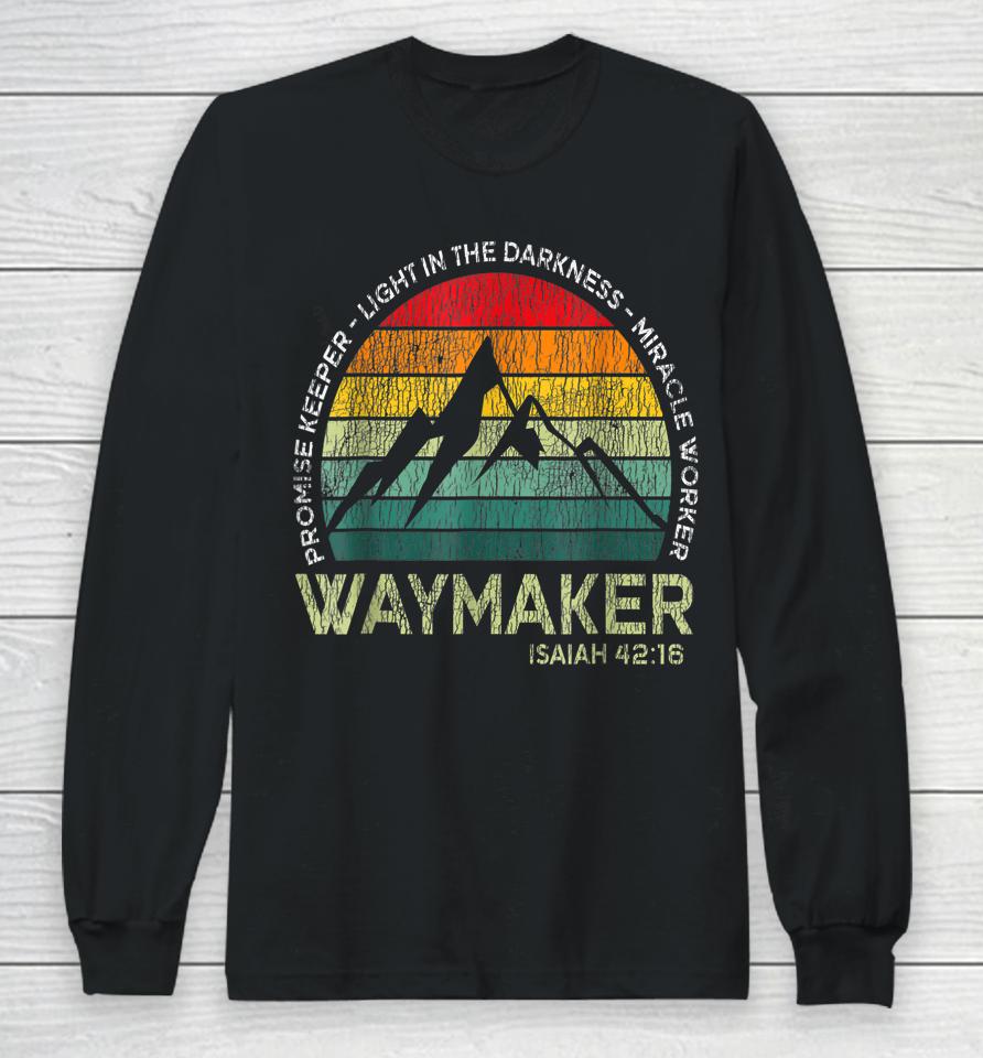 Waymaker Promise Keeper Miracle Worker Christian Vintage Long Sleeve T-Shirt