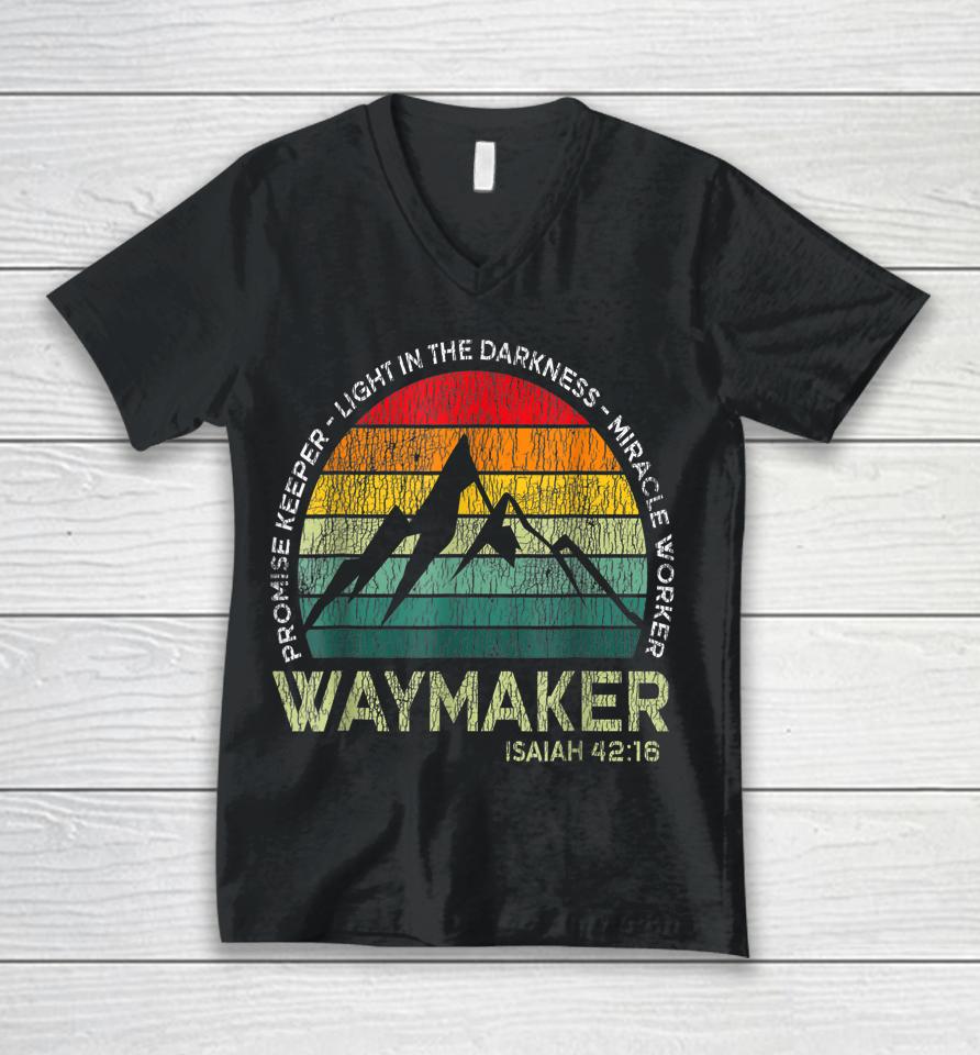Waymaker Promise Keeper Miracle Worker Christian Vintage Unisex V-Neck T-Shirt