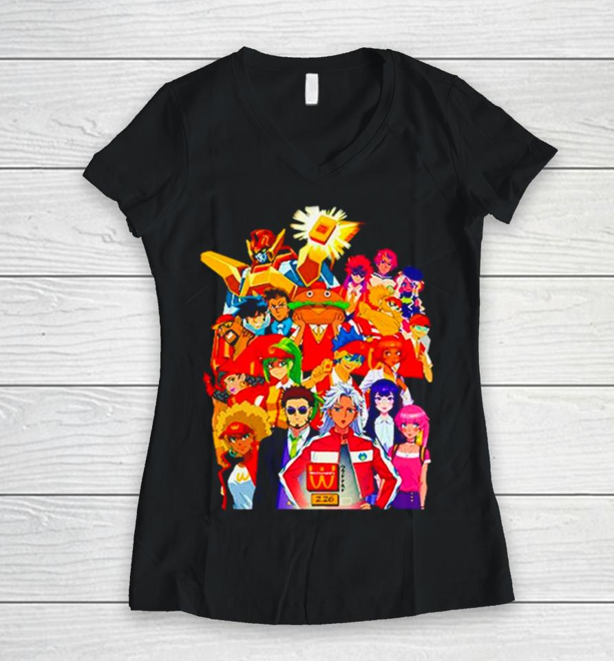 Wcdonald’s Anime Character Women V-Neck T-Shirt